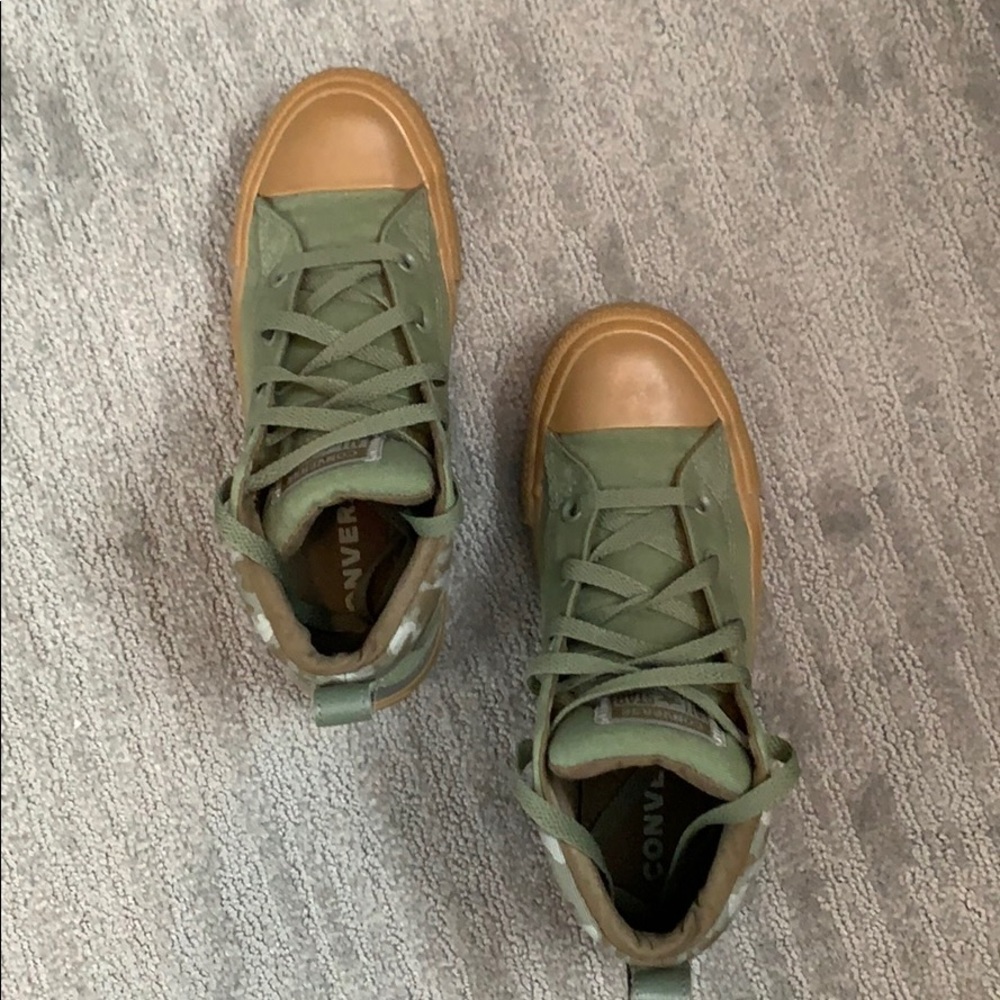 Army green converse sneakers